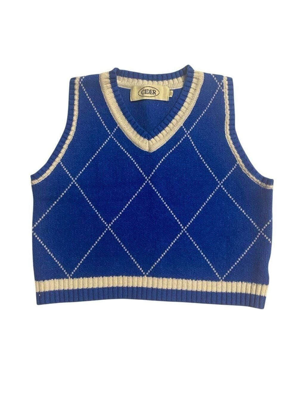 Cider Blue White Argyle Sweater Vest XS